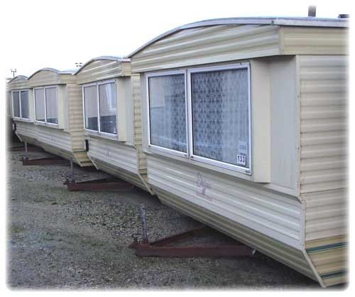 row of cream caravans